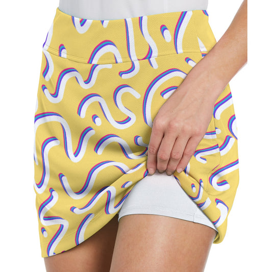Dizzy Pickle It's Your Birthday Confetti Yellow Women's 17" Performance Pickleball Skort and Inner Shorts