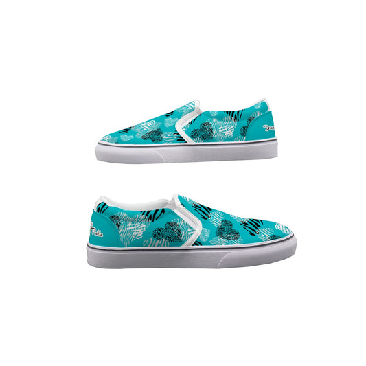 Dizzy Pickle Shelley Hearts Turquoise Women's Casual Slip-On Canvas Shoes