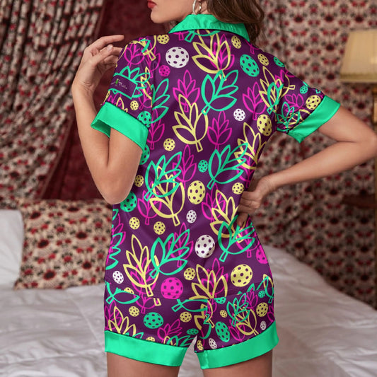 Dizzy Pickle Charlotte Leaves Women's Pajama Set Shorts by Dizzy Pickle