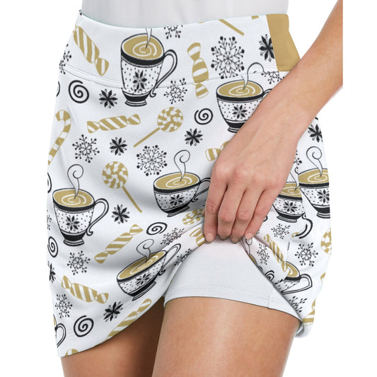 Dizzy Pickle Christmas Cappuccino Women's 17" Performance Pickleball Skort with Inner Shorts