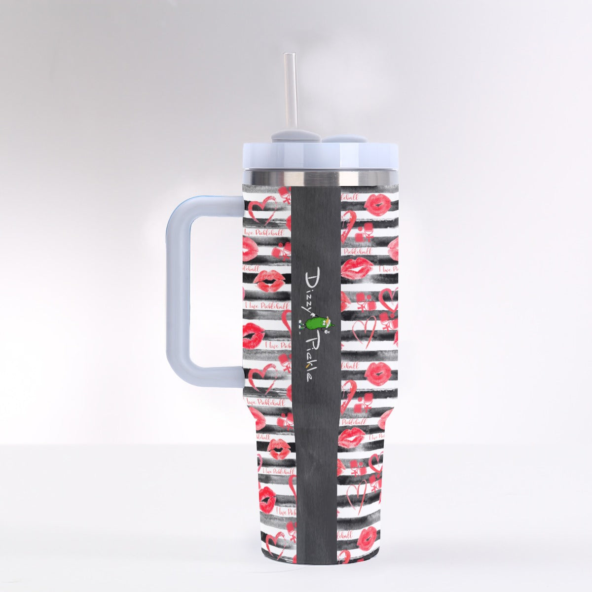 Dizzy Pickle Hugs and Kisses 40 oz. Mega Pickleball Insulated Tumbler with Handle