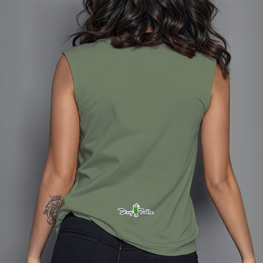 Dizzy Pickle DZY P Classic Dark Sage Women's Pickleball Crew Neck Sleeveless Premium T-Shirt