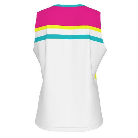 MEDIUM Dizzy Pickle It's Swell White Hot Pink Sports Tank
