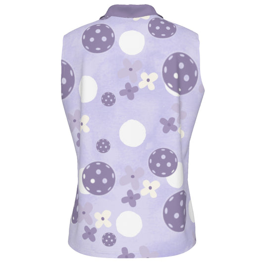 Dizzy Pickle Sophie Blooms and Balls Women's Pickleball Sleeveless Polo Shirt