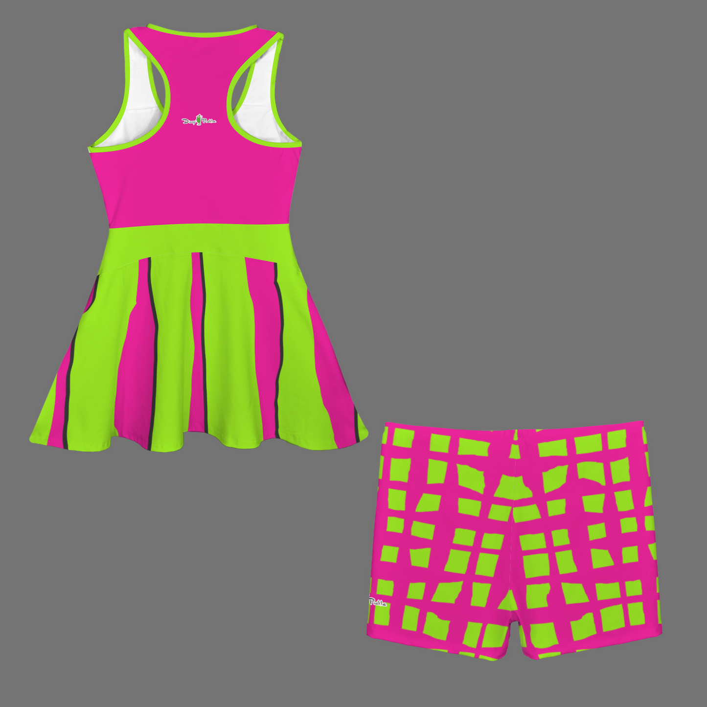 Dizzy Pickle Women's Razor Back Front Zip 2-in-1 Tank Dress and Shorts