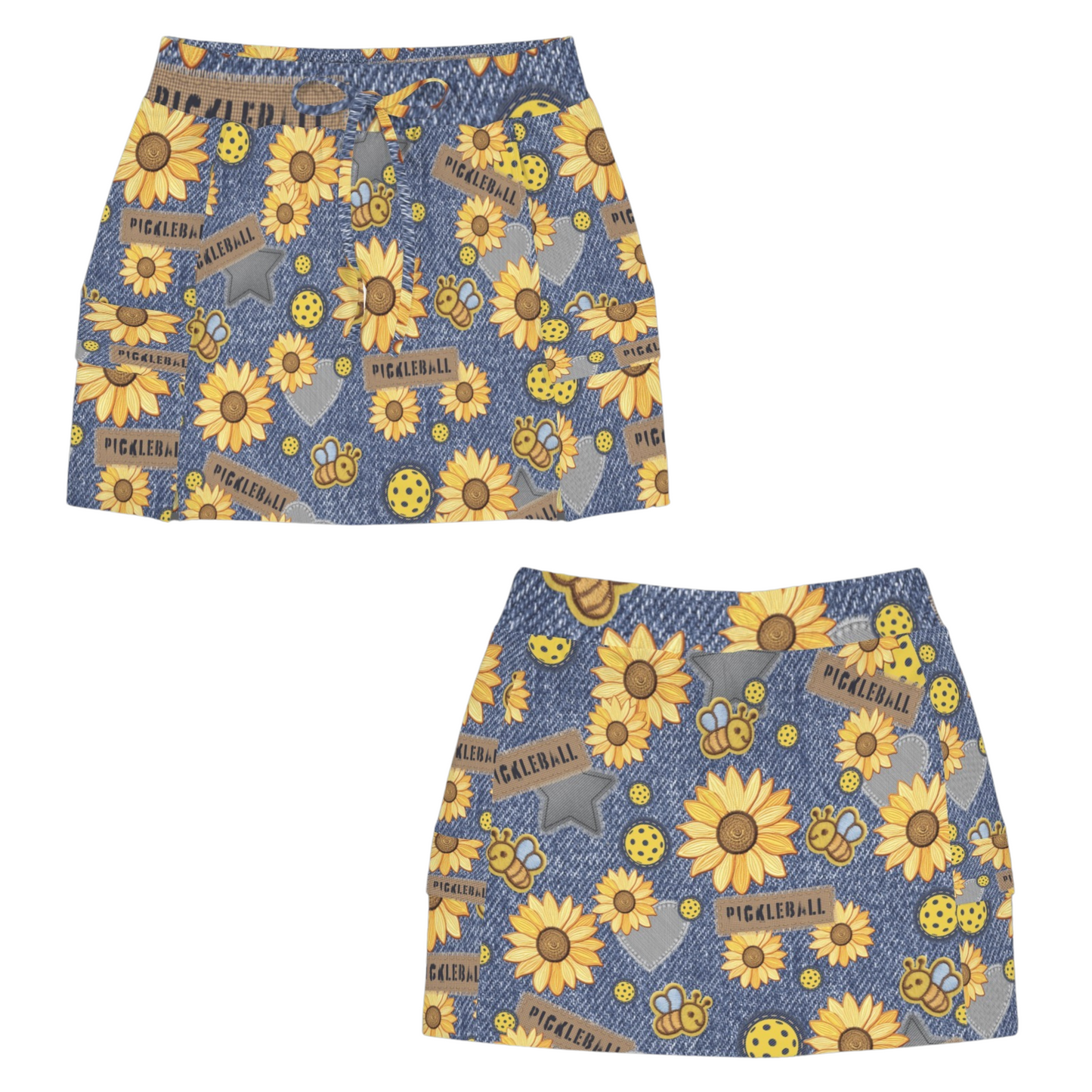 Dizzy Pickle Amy Sunflowers Women's Sports Cargo Straightline Skorts