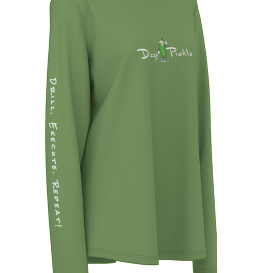 Dizzy Pickle DZY P Classic Spring Green Women's Pickleball Sunscreen Sports Hoodie with Thumb Holes