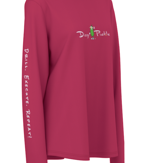 Dizzy Pickle DZY P Classic Red Women's Pickleball Sunscreen Sports Hoodie with Thumb Holes