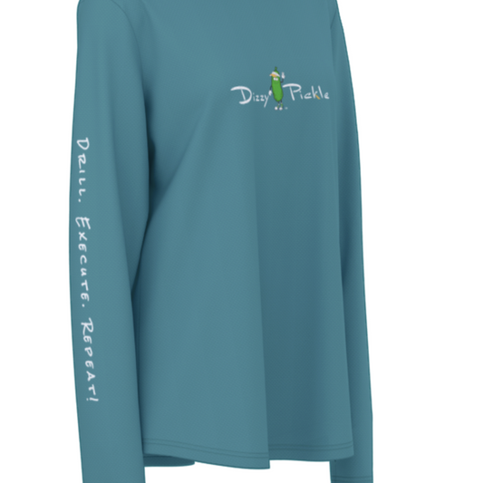 Dizzy Pickle DZY P Classic Dark Teal Women's Pickleball Sunscreen Sports Hoodie with Thumb Holes