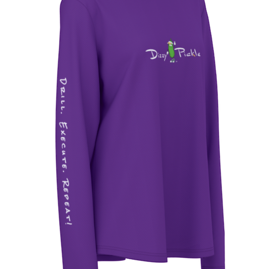 Dizzy Pickle DZY P Classic Purple Women's Pickleball Sunscreen Sports Hoodie with Thumb Holes