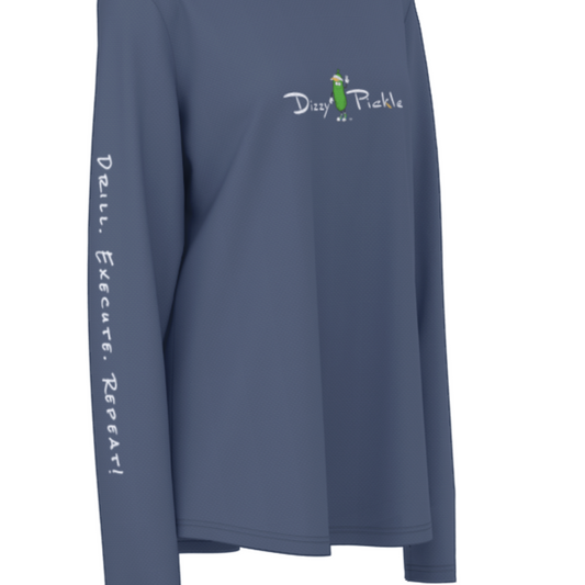 Dizzy Pickle DZY P Classic Dark Gray Women's Pickleball Sunscreen Sports Hoodie with Thumb Holes