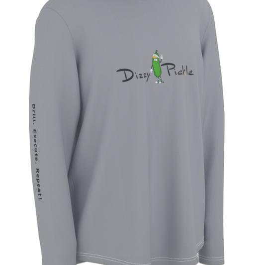 Dizzy Pickle DZY P Classic Silver Men's Pickleball Sunscreen Sports Hoodie with Thumb Holes