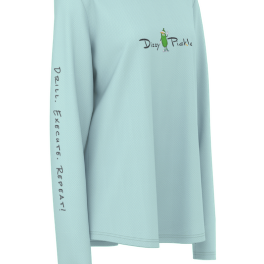 Dizzy Pickle DZY P Classic Mint Women's Pickleball Sunscreen Sports Hoodie with Thumb Holes