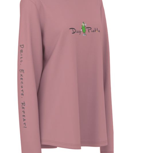 Dizzy Pickle DZY P Classic Pale Pink Women's Pickleball Sunscreen Sports Hoodie with Thumb Holes