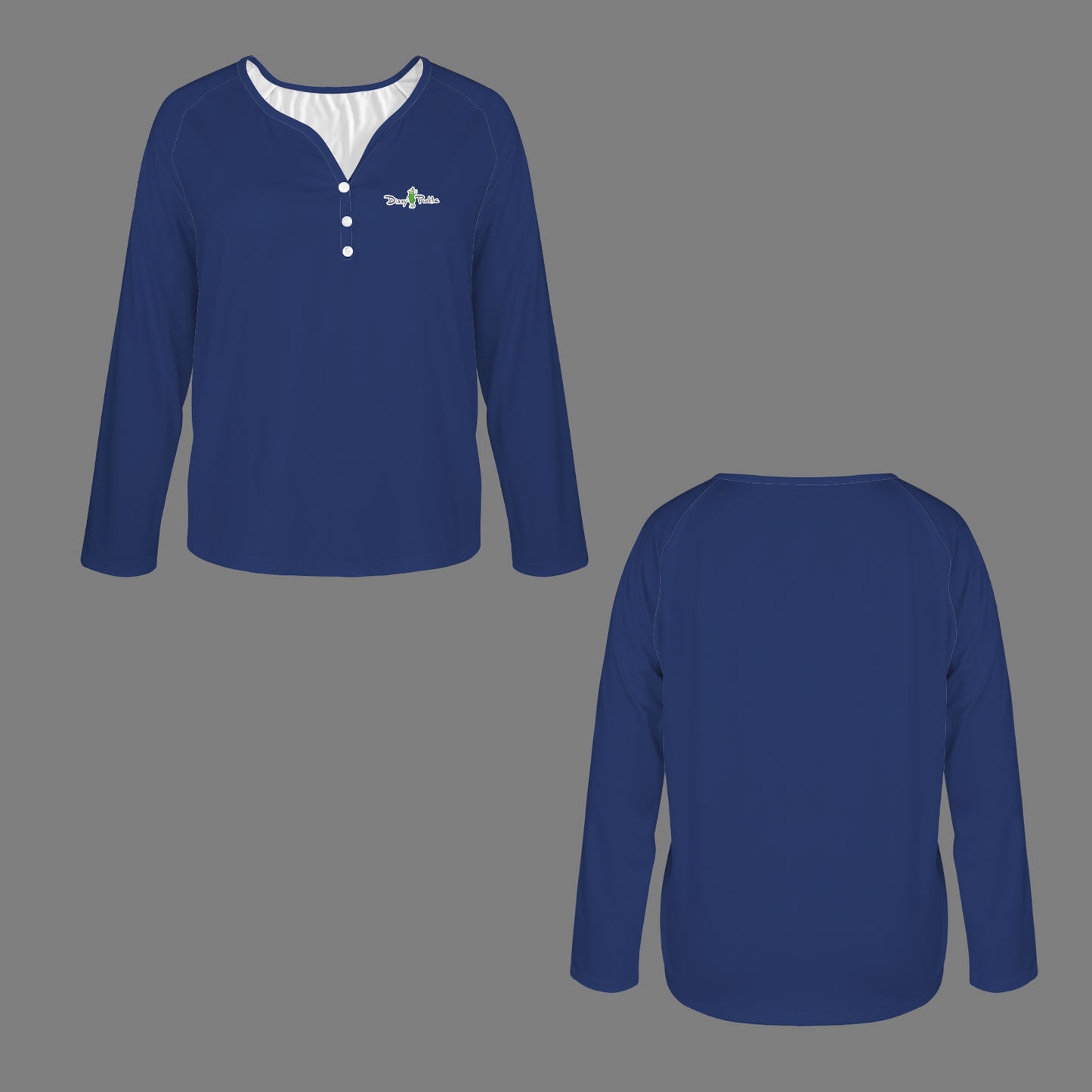 Three Button Long Sleeve Navy Blue