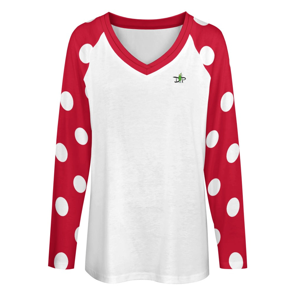 Dizzy Pickle Christmas Holly Cheer Collection Variety Set 2 Women's Pickleball Doiuble Layered V-Neck Loose Tee