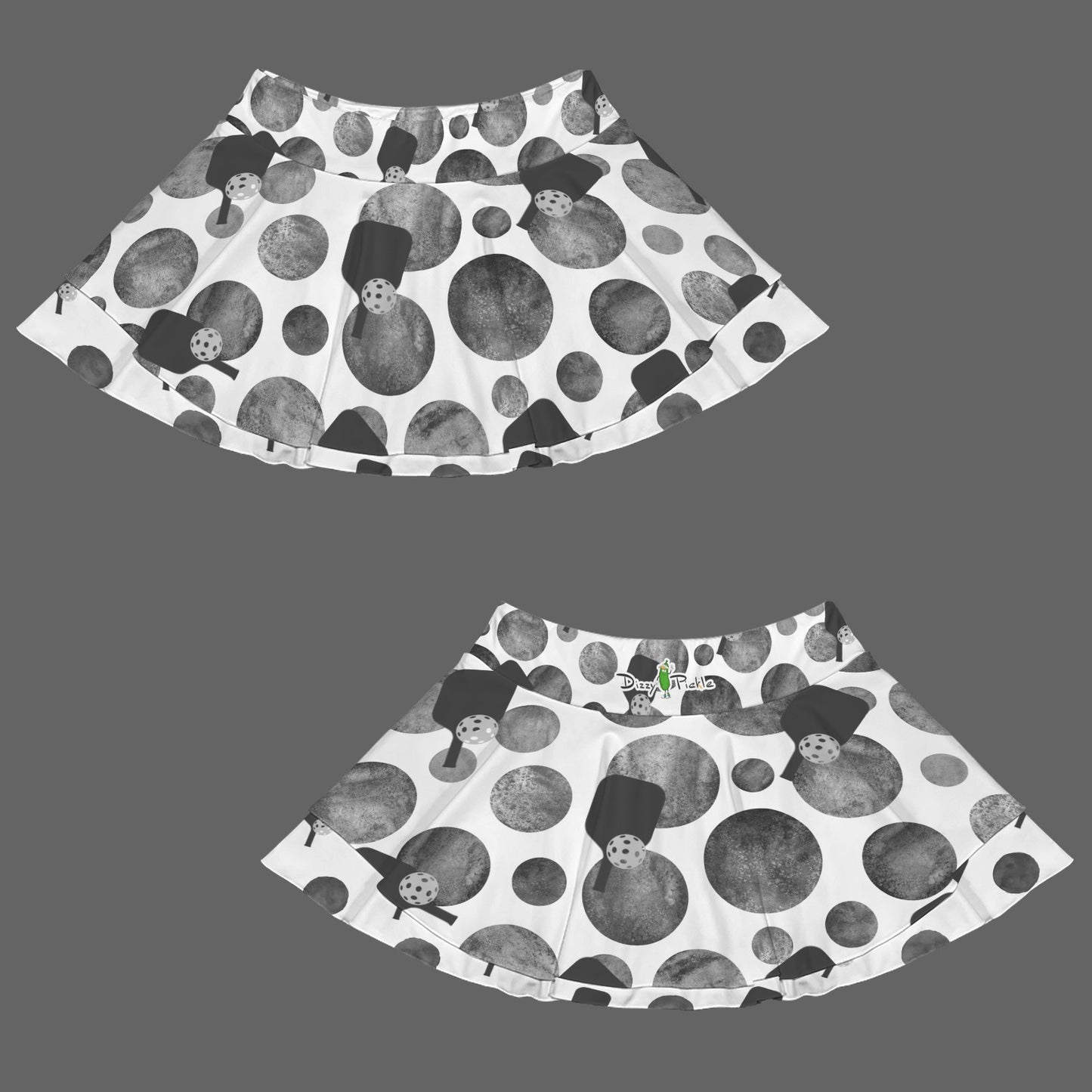 Dizzy Pickle Mary Polka Dots and Paddles Women's Double Hem Pickleball Skort