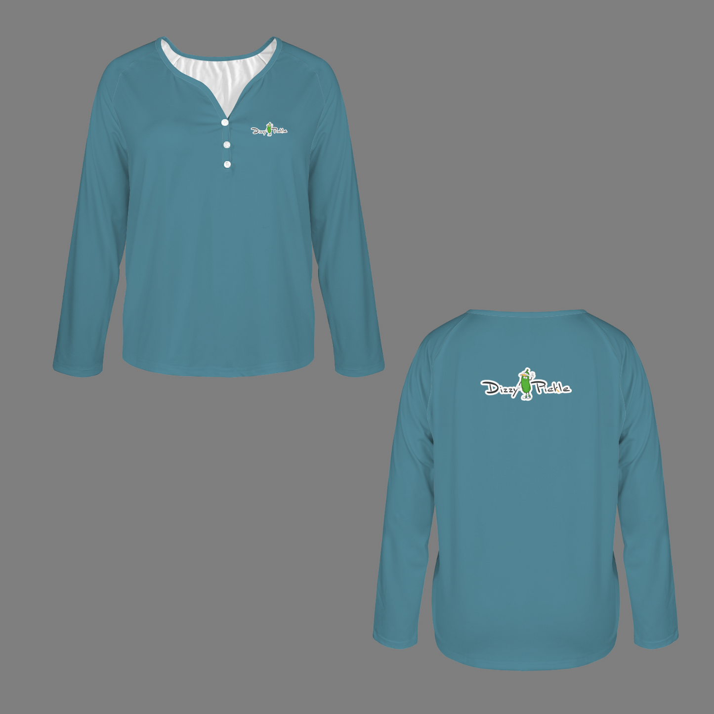 Three Button Long Sleeve Dark Turquoise