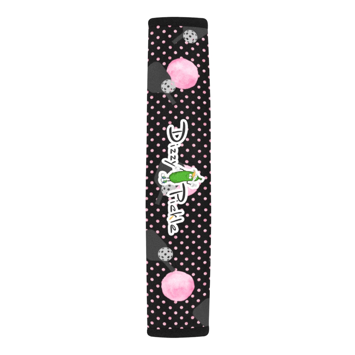 Dizzy Pickle Page Paddles_Polka Dots Black Car Seat Belt Cover 7" x 12.6"
