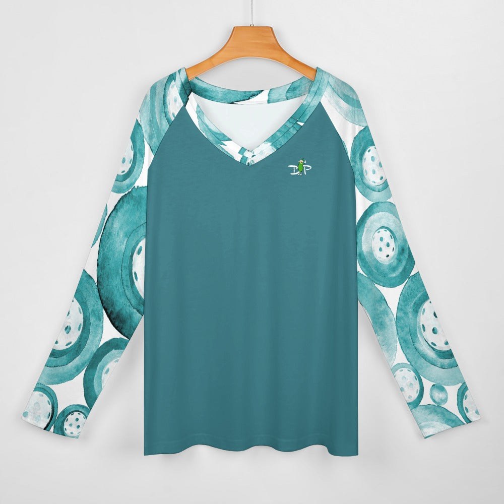 Dizzy Pickle Heidi Collection Main Women's Pickleball Long sleeve Double Layered V-Neck Loose Tee