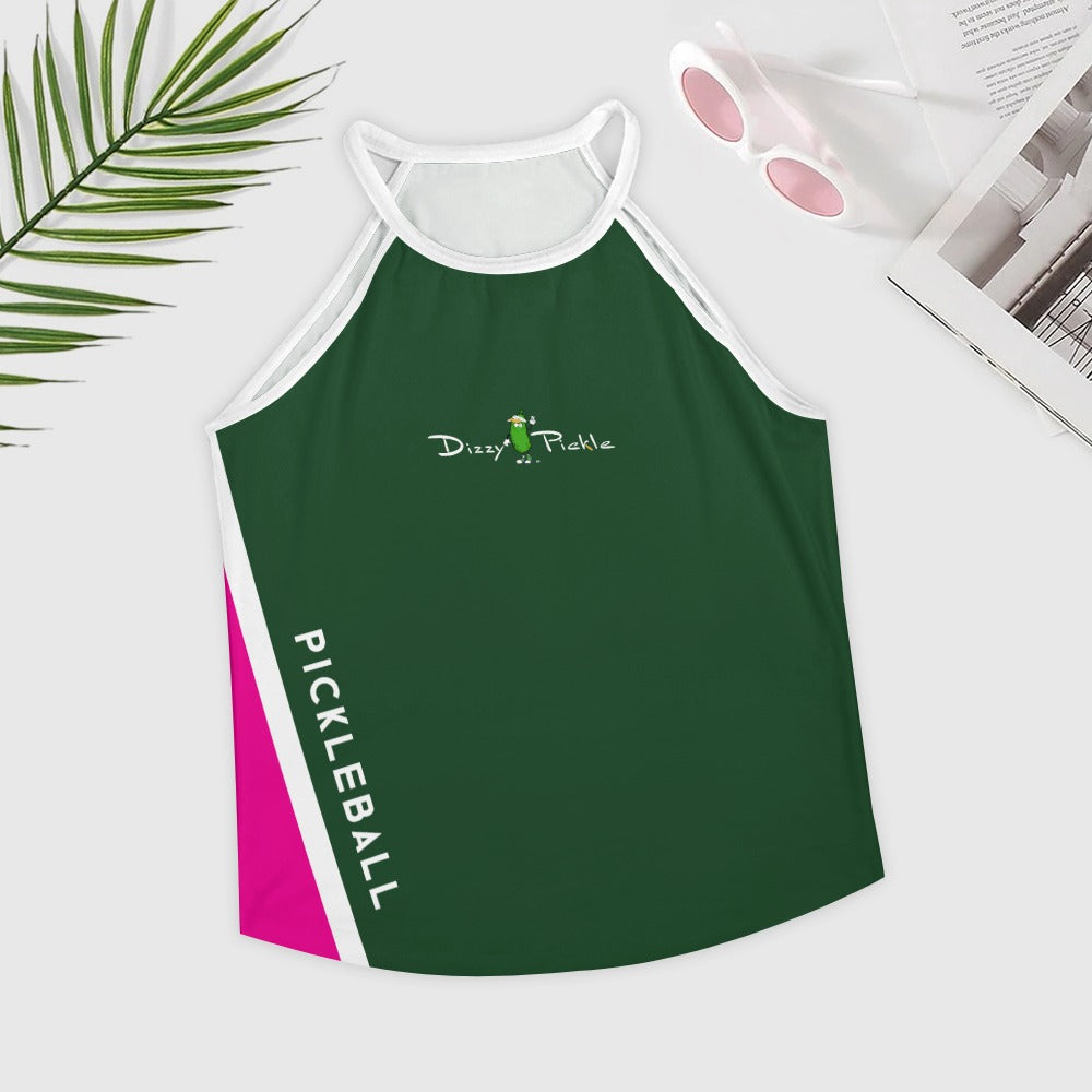 Dizzy Pickle Performance DS Women's Pickleball Sleeveless Crew Neck Vest Pine Green Fuchsia