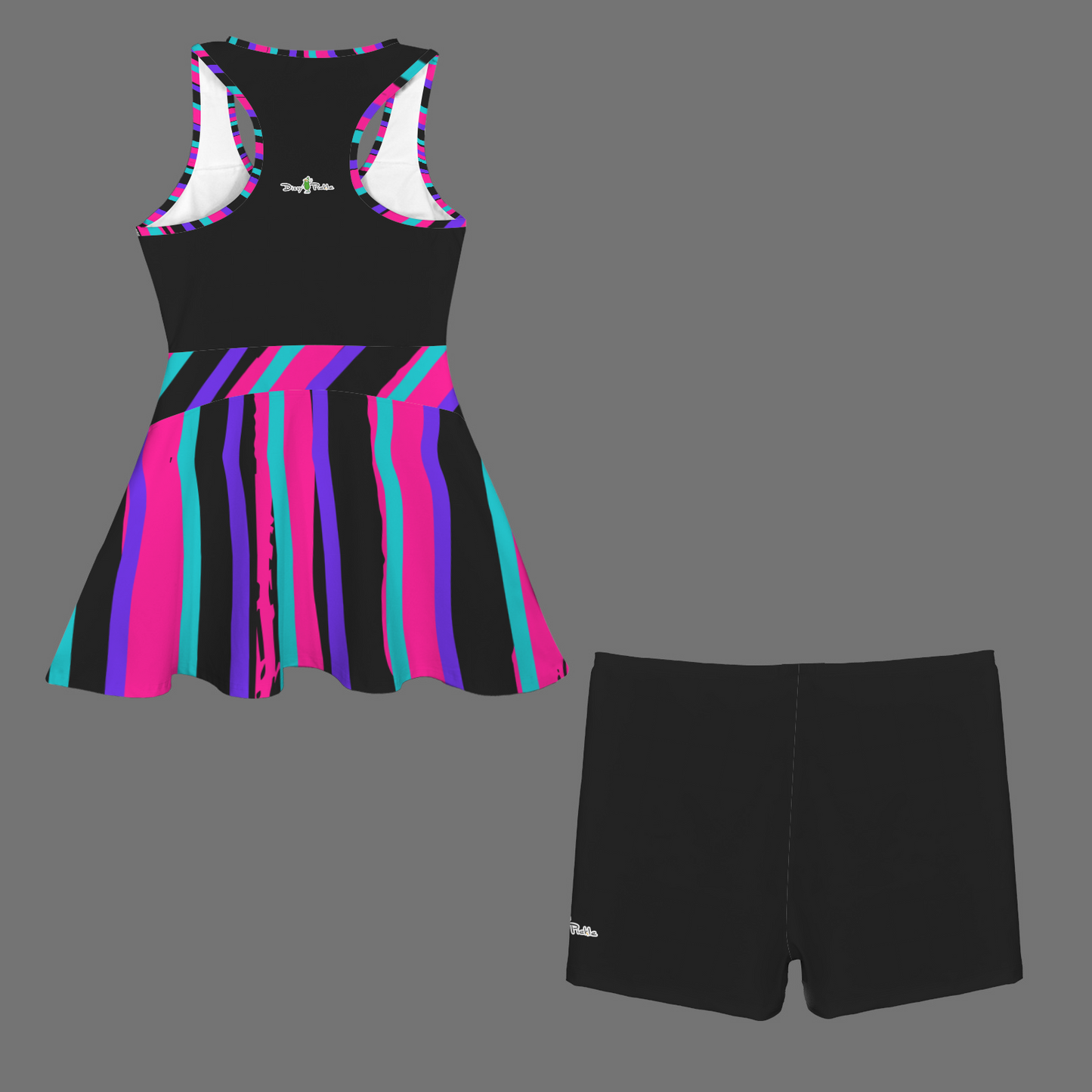 Dizzy Pickle Women's Razor Back Front Zip 2-in-1 Tank Dress and Shorts