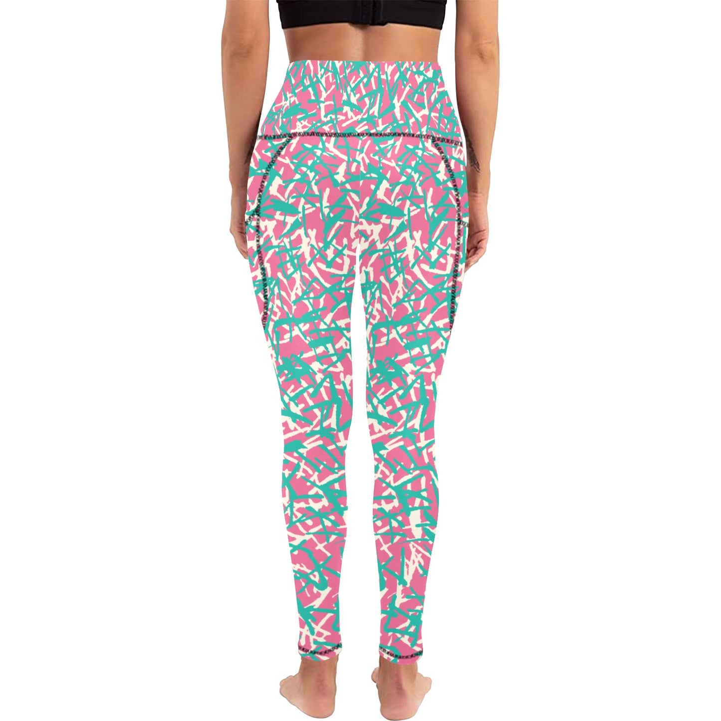 Dizzy Pickle Lesia PSC Confetti Women's Pickleball Performance Leggings (Ankle Length, High-Waisted, & Two Side Pockets)