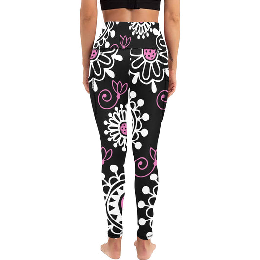 Dizzy Pickle Coming Up Daisies BP Women's Pickleball Performance Leggings (Ankle Length, High-Waisted, & Two Side Pockets)