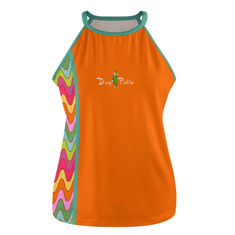 Dizzy Pickle Hannah Waves Orange Women's Pickleball Crew Neck Vest