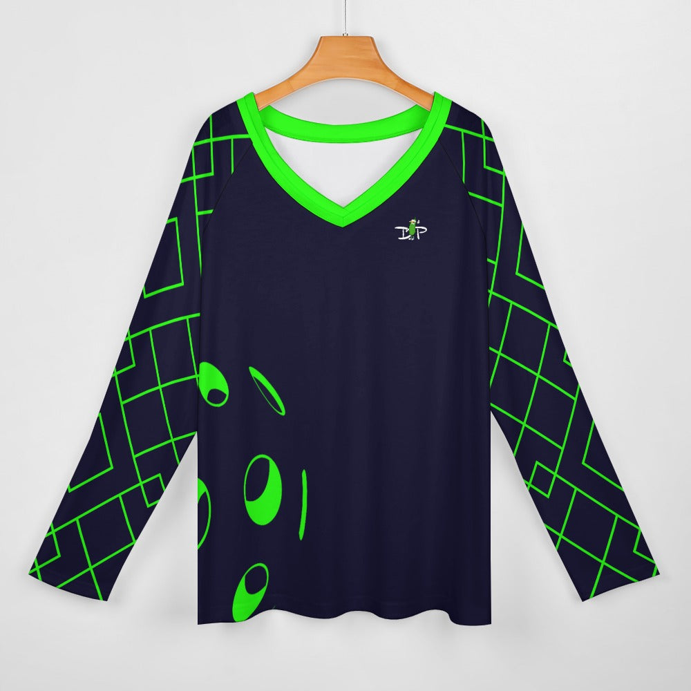 Dizzy Pickle Lisa NBG Women's Pickleball Long sleeve Double Layered V-Neck Loose Tee