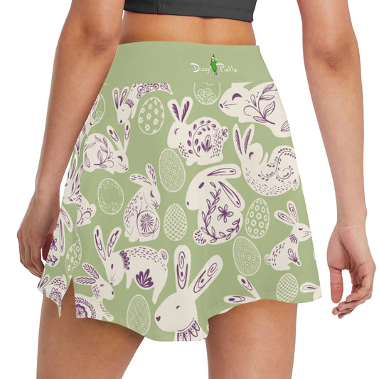 Dizzy Pickle Bunch O' Bunnies Sage Women's Pickleball 18" Athletic Skort with Inner Shorts and Two Ball Pockets