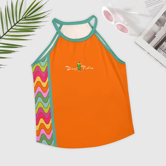 Dizzy Pickle Hannah Waves Orange Women's Pickleball Crew Neck Vest