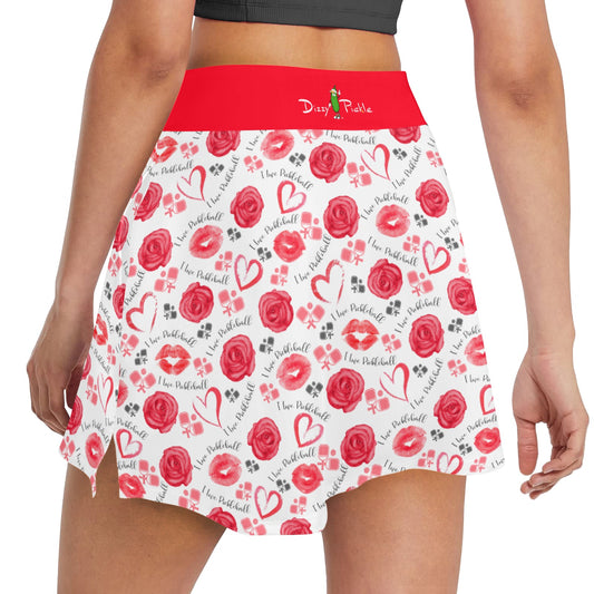 Dizzy Pickle Hearts and Roses Main Women's Pickleball 18" Athletic Skort with Inner Shorts and Two Ball Pockets
