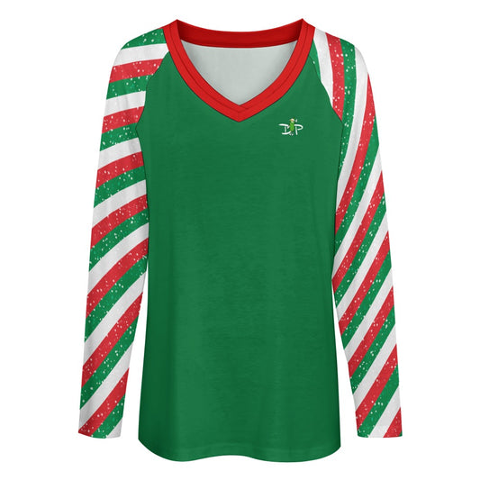 Dizzy Pickle Christmas Holly Cheer Collection Variety Set 6 Women's Pickleball Double Layered V-Neck Loose Tee