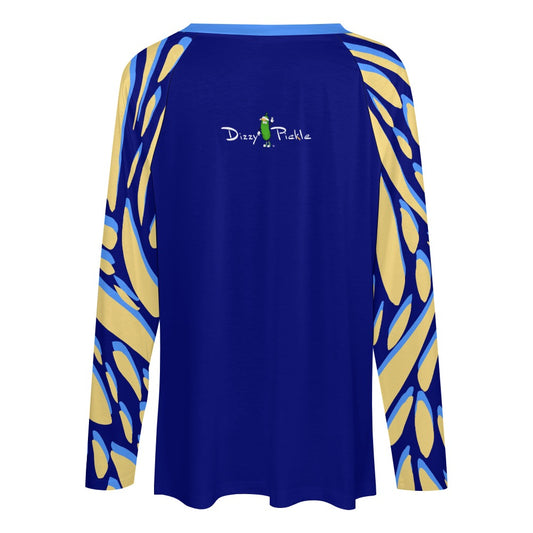 Dizzy Pickle Lesia BYB Petals Women's Pickleball Long sleeve Double Layered V-Neck Loose Tee