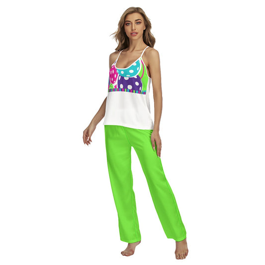 Dizzy Pickle Diana Women's Pickleball Sleeveless Cami Pajamas Set Lime Green