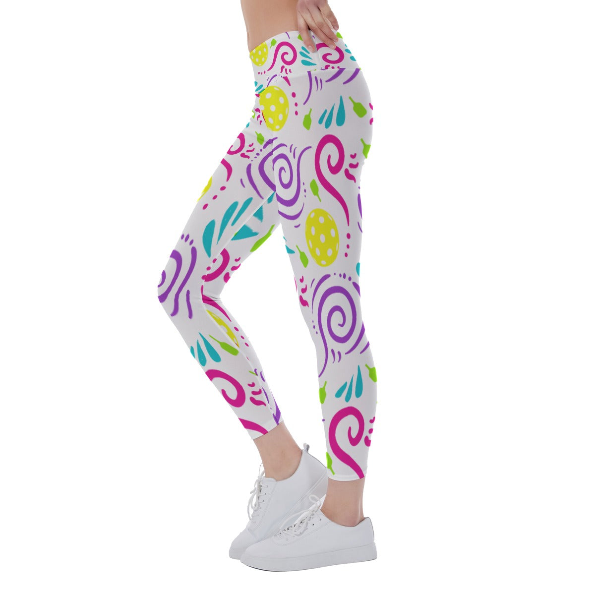 Dizzy Pickle Believe Women's Pickleball Mid-Fit Leggings White