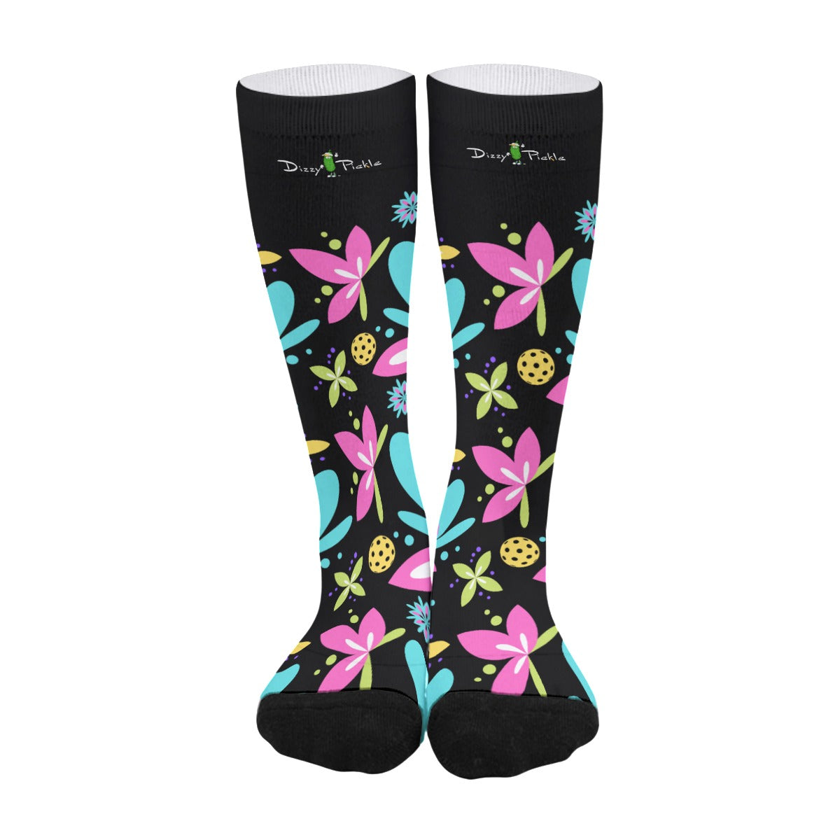 Donna - Black - Pickleball Long Socks by Dizzy Pickle