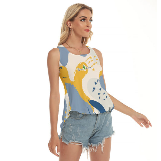 Dizzy Pickle Let's GEO W5XEJY Yellow Blue Women's Pickleball Open-Backed Sleeveless Tank Top