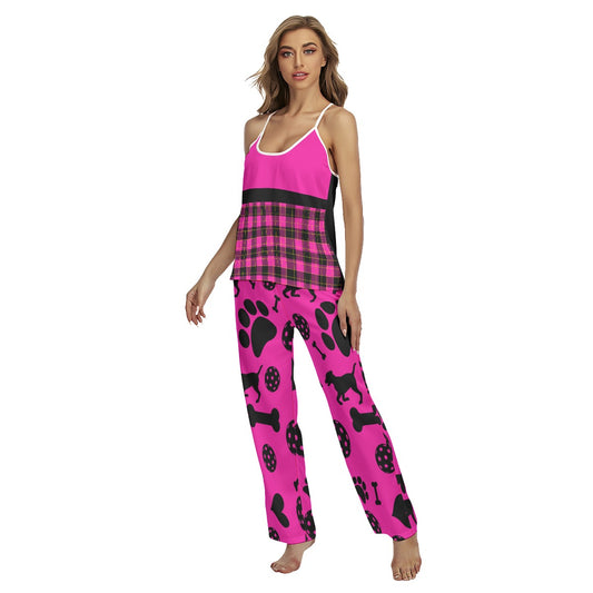 Dizzy Pickle Millie Fuchsia/Plaid Pickleball Cami Pajamas Set