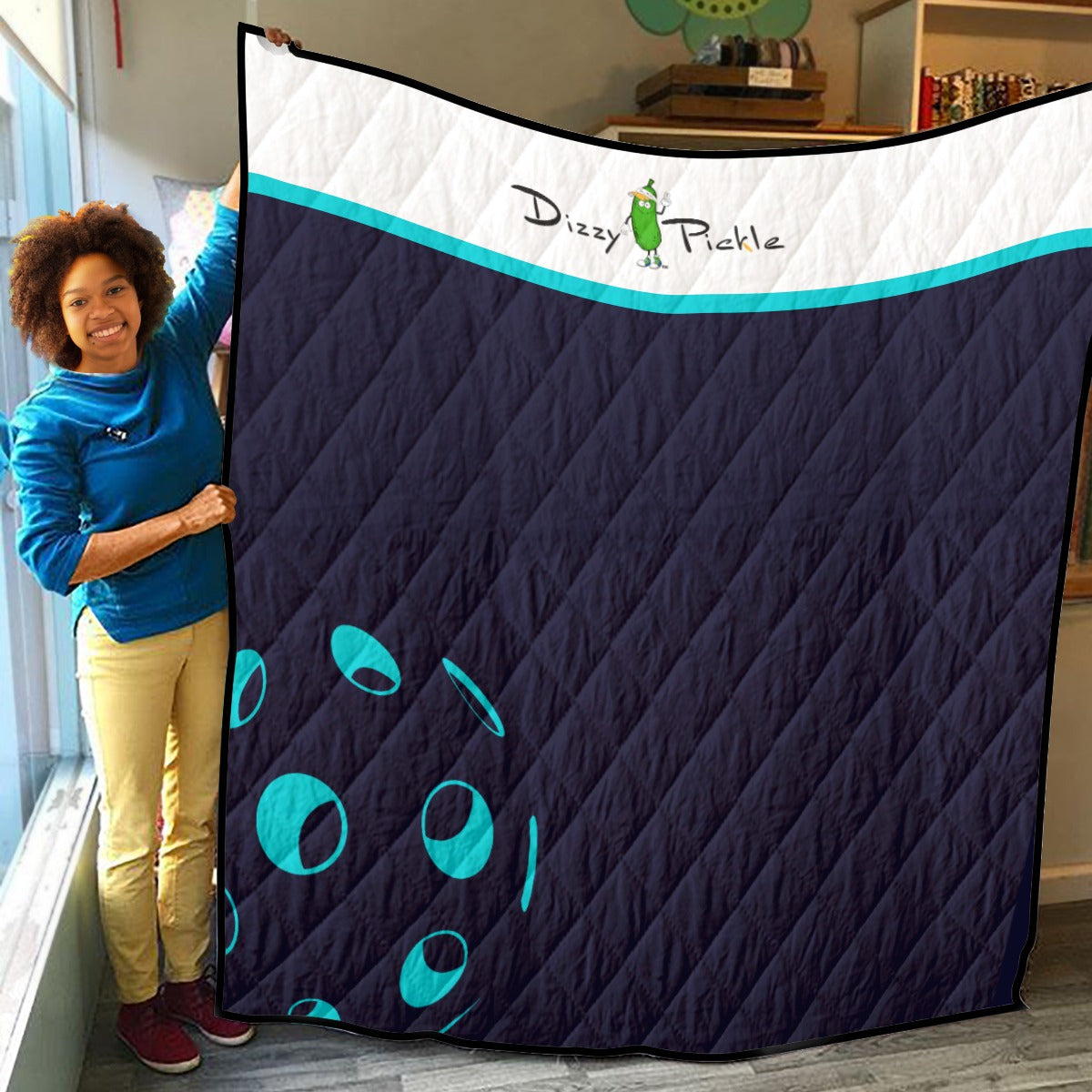 Lisa - Navy Blue/Teal - Lightweight Quilt by Dizzy Pickle