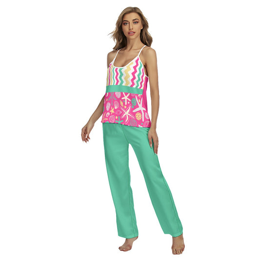 Dizzy Pickle Joann Wiggles Main Sea Green Pickleball Cami Pajamas Set