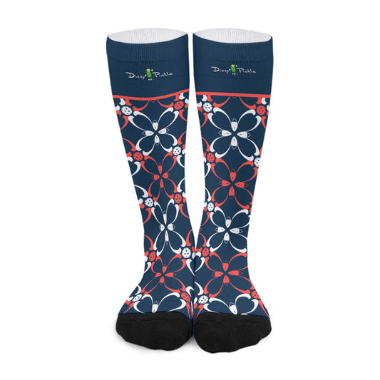 Dizzy Pickle Van Petals Navy Blue Pickleball Long Socks