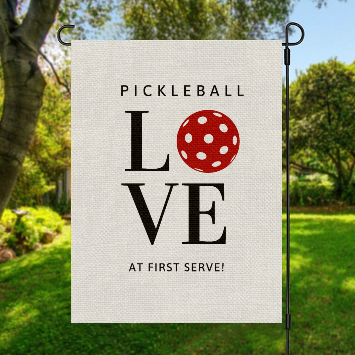 Pickleball Love at First Serve Garden Flag by Dizzy Pickle