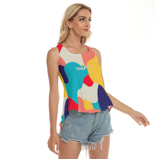 Dizzy Pickle Let's GEO W5XEJD Yellow Blue Women's Pickleball Open-Backed Sleeveless Tank Top