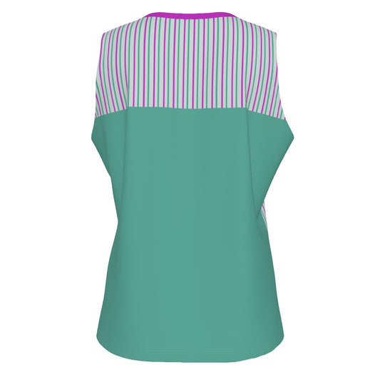 Dizzy Pickle GrayC Stripes Aqua Marine Women's Pickleball Sports Tank Top