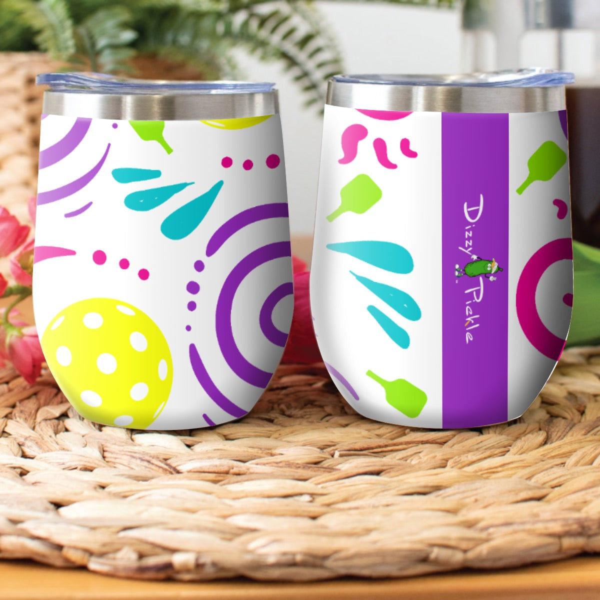 It's Swell - White - Pickleball Stainless Steel Wine Tumbler 12oz by Dizzy Pickle