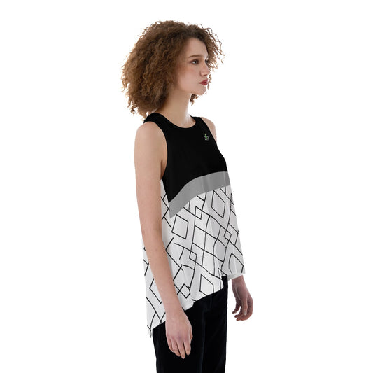 Dizzy Pickle Lisa WB White/Gray/Black - Women's Pickleball Back Split Tank Top