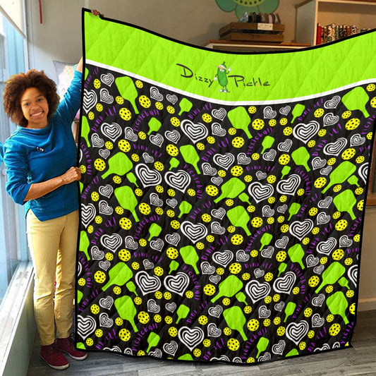 Dizzy Pickle Dinking Diva Hearts BG Lightweight Courtside Quilt