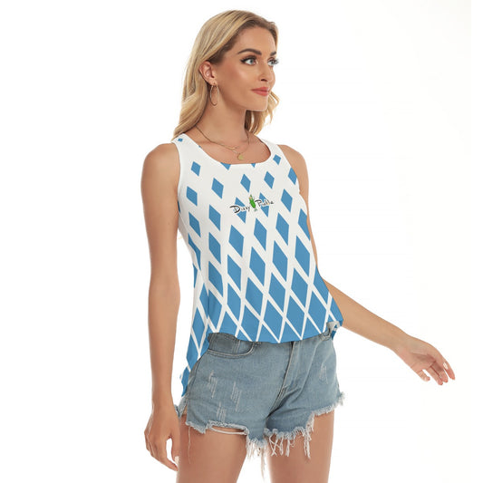 Dizzy Pickle Let's GEO W5XED9 Blue White Women's Pickleball Open-Backed Sleeveless Tank Top